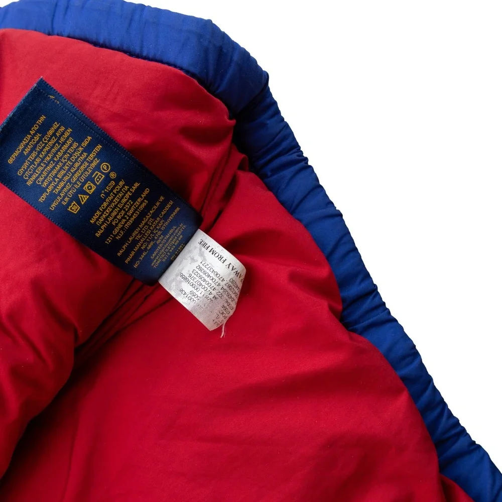 Polo Ralph Lauren Boys XL 18-20 Blue Down Puffer Jacket Hooded Red Lining